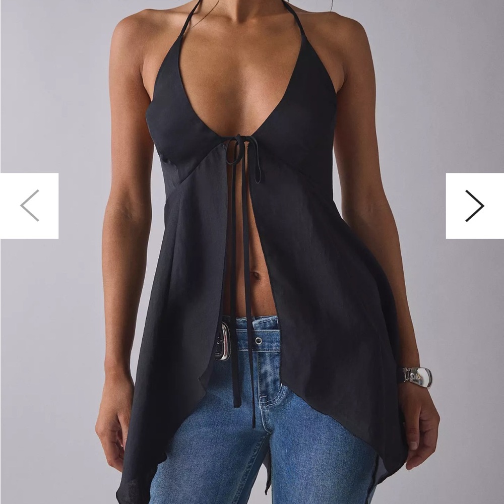 Urban Outfitters Black Tie-Front Top